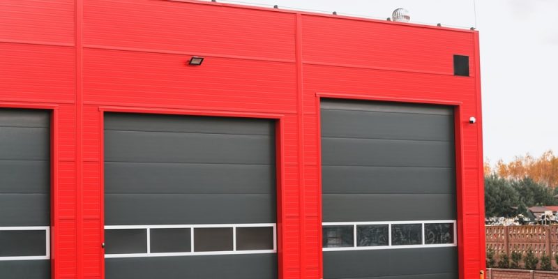 Modern,Independent,Workshop,Garage,Doors.,Gray,Garage,Doors,Are,Set